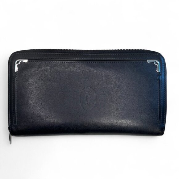 Cartier Handbags - Cartier "Must de Cartier" Long Zipped International Wallet Black Unisex